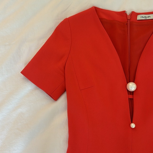 MUGLER pearl detailed fitted dress size 34 - Picture 4 of 11